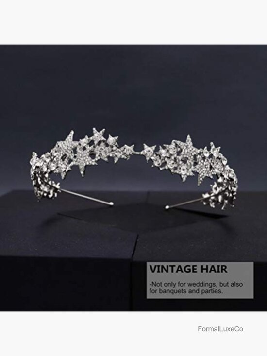 Rhinestone Star Tiara Headband - Crystal Bridal Crown Wedding Hair Accessory
